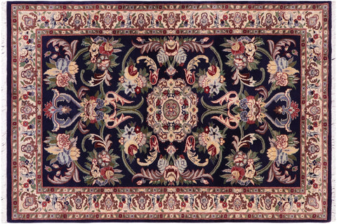 handmade Traditional Anarlaki Blue Beige Hand Knotted RECTANGLE 100% WOOL area rug 3x5
