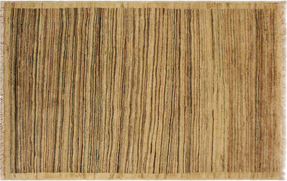 handmade Modern Gabbeh Beige Green Hand Knotted RECTANGLE 100% WOOL area rug 3' x 5'