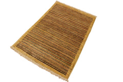 handmade Modern Gabbeh Beige Rust Hand Knotted RECTANGLE 100% WOOL area rug 3  x 5 