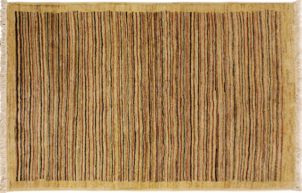 handmade Modern Gabbeh Beige Rust Hand Knotted RECTANGLE 100% WOOL area rug 3' x 5'
