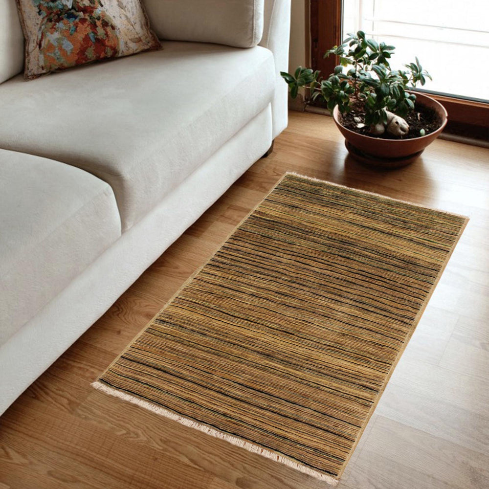 handmade Modern Gabbeh Beige Green Hand Knotted RECTANGLE 100% WOOL area rug 3' x 5'