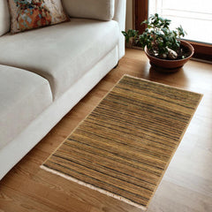 handmade Modern Gabbeh Beige Green Hand Knotted RECTANGLE 100% WOOL area rug 3' x 5'