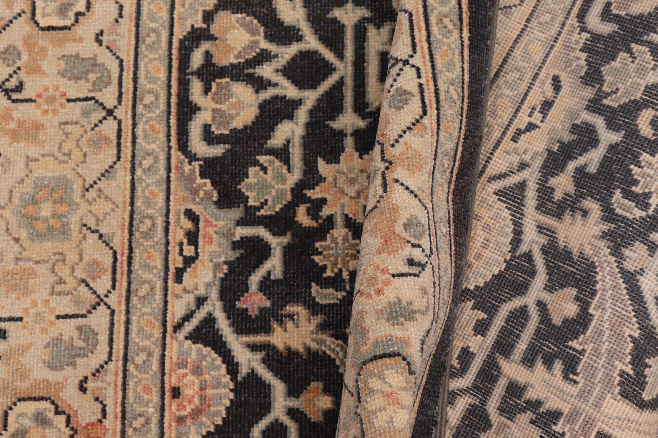 handmade Traditional Kafkaz Charcoal Tan Hand Knotted RECTANGLE 100% WOOL area rug 3x5