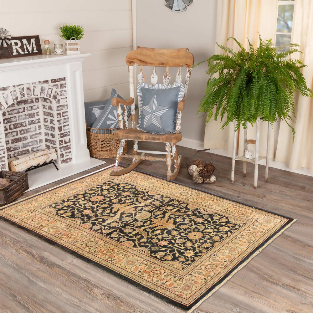 handmade Traditional Kafkaz Charcoal Tan Hand Knotted RECTANGLE 100% WOOL area rug 3x5