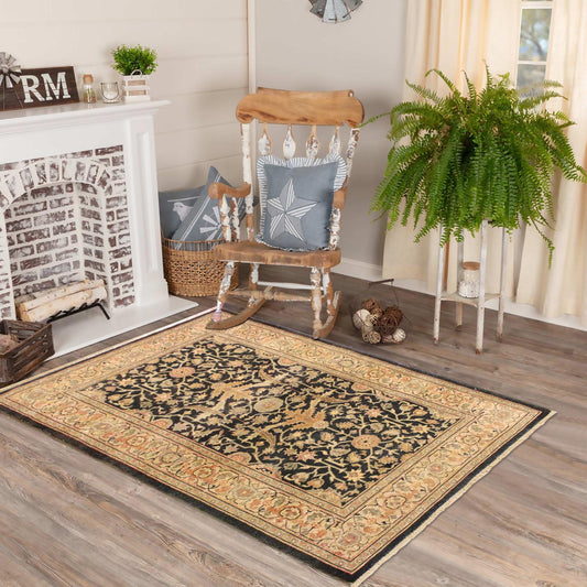 handmade Traditional Kafkaz Charcoal Tan Hand Knotted RECTANGLE 100% WOOL area rug 3x5