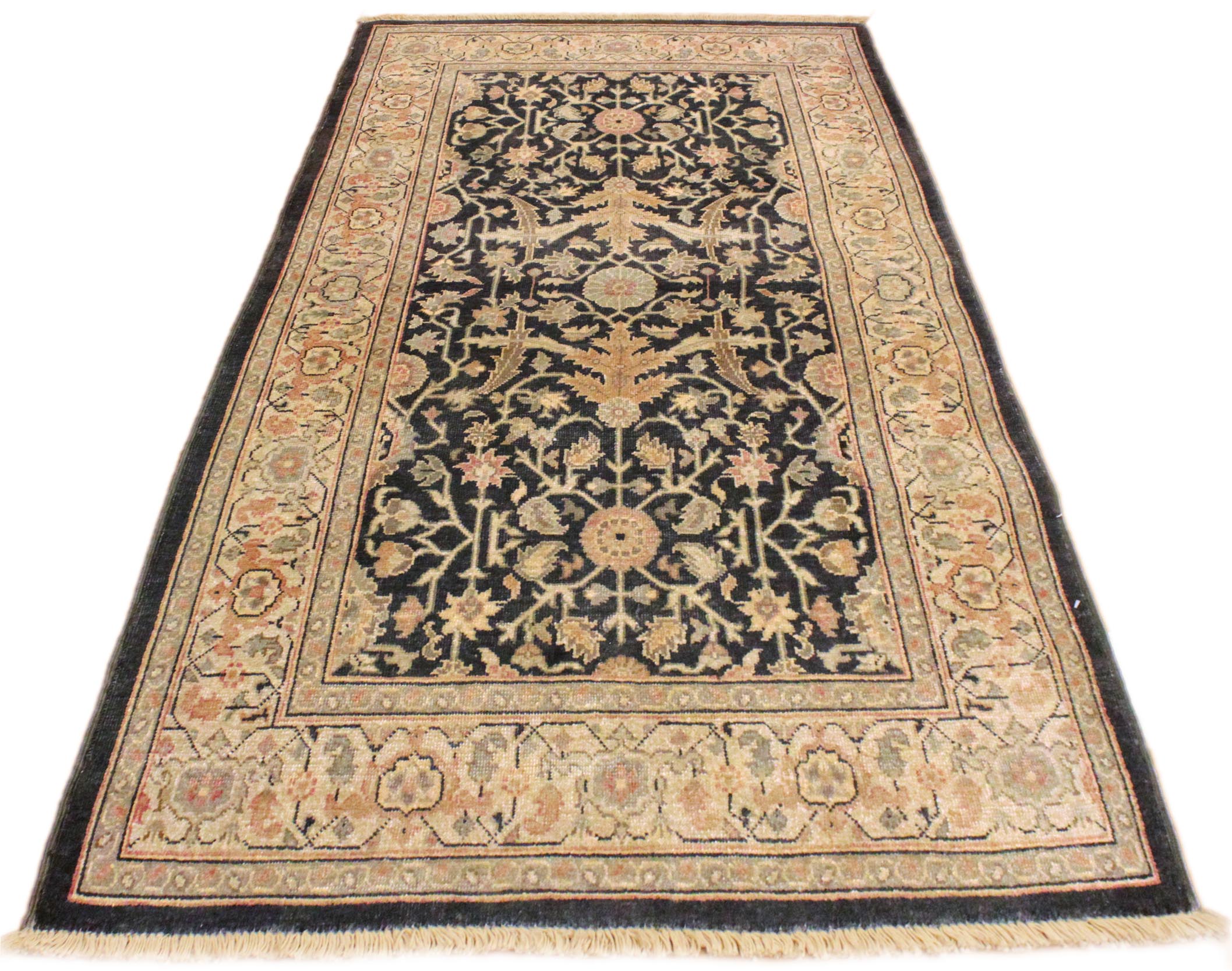 handmade Traditional Kafkaz Charcoal Tan Hand Knotted RECTANGLE 100% WOOL area rug 3x5