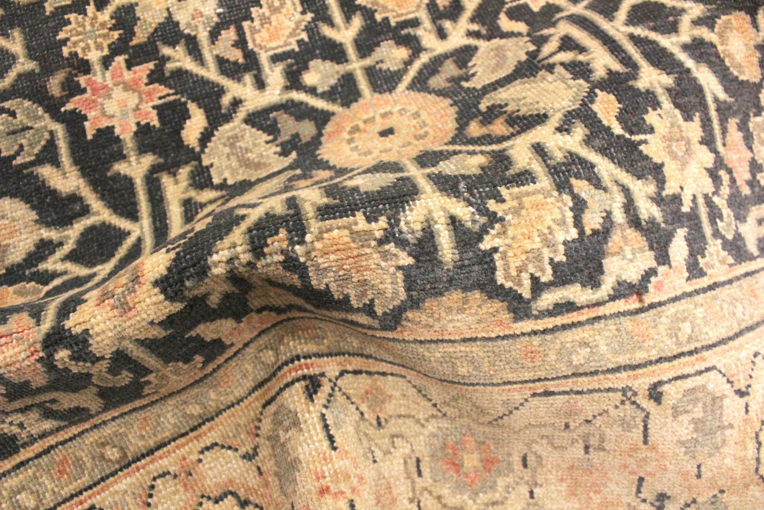 handmade Traditional Kafkaz Charcoal Tan Hand Knotted RECTANGLE 100% WOOL area rug 3x5