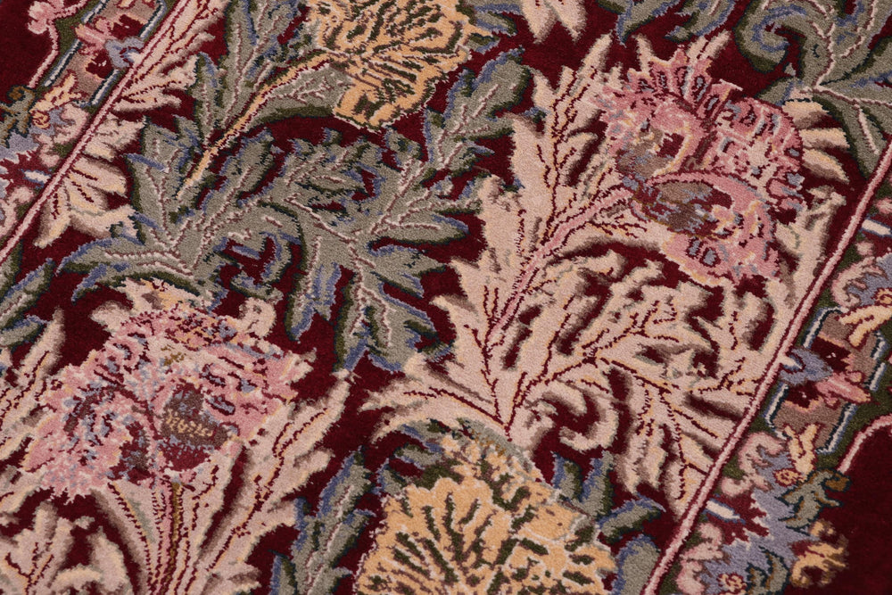 handmade Transitional Tulip Red Red Hand Knotted RECTANGLE 100% WOOL area rug 2x4