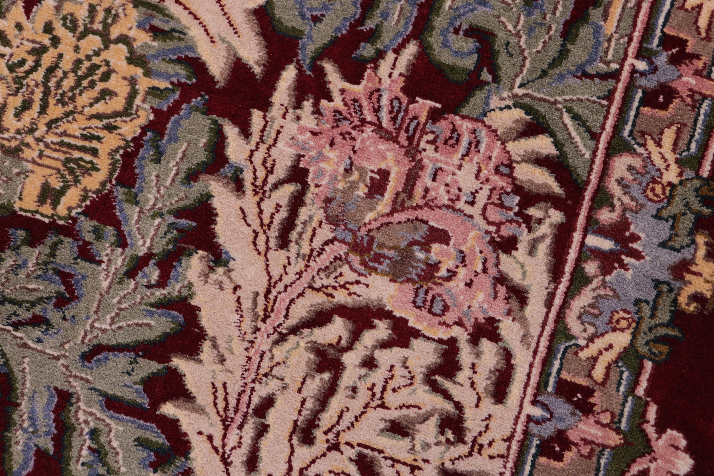 handmade Transitional Tulip Red Red Hand Knotted RECTANGLE 100% WOOL area rug 2x4