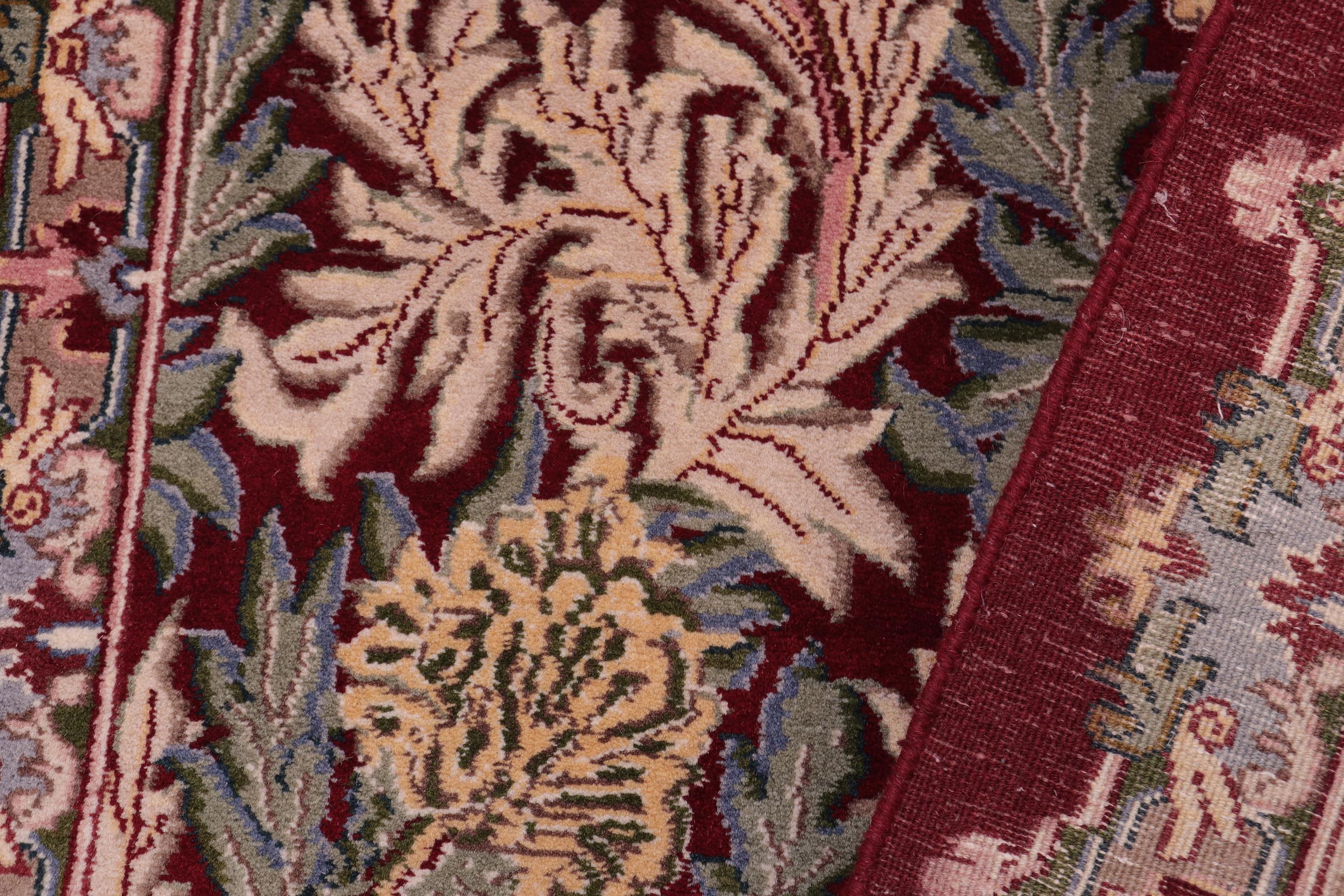 handmade Transitional Tulip Red Red Hand Knotted RECTANGLE 100% WOOL area rug 2x4