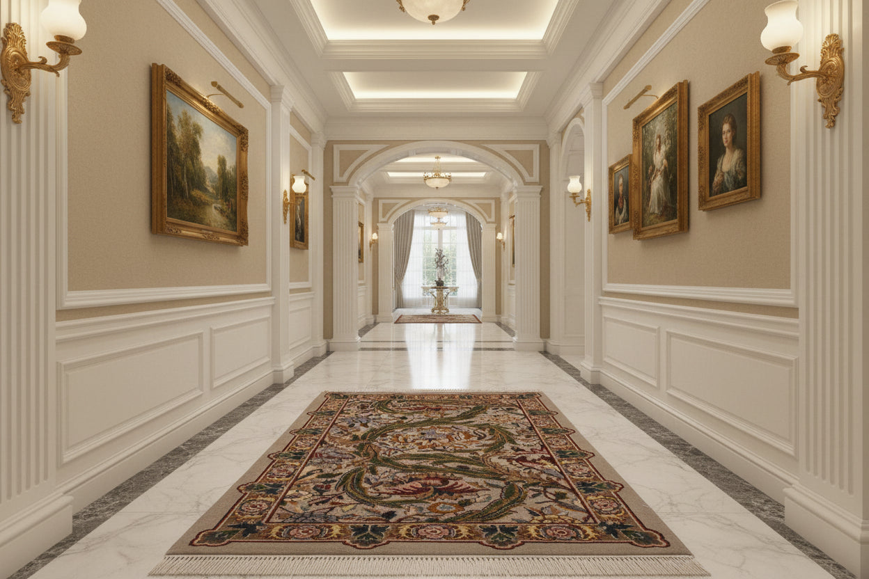 handmade Transitional Marry Gold Taupe Green Hand Knotted RECTANGLE 100% WOOL area rug 4x6