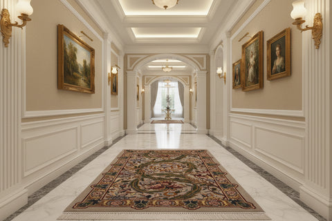 handmade Transitional Marry Gold Taupe Green Hand Knotted RECTANGLE 100% WOOL area rug 4x6