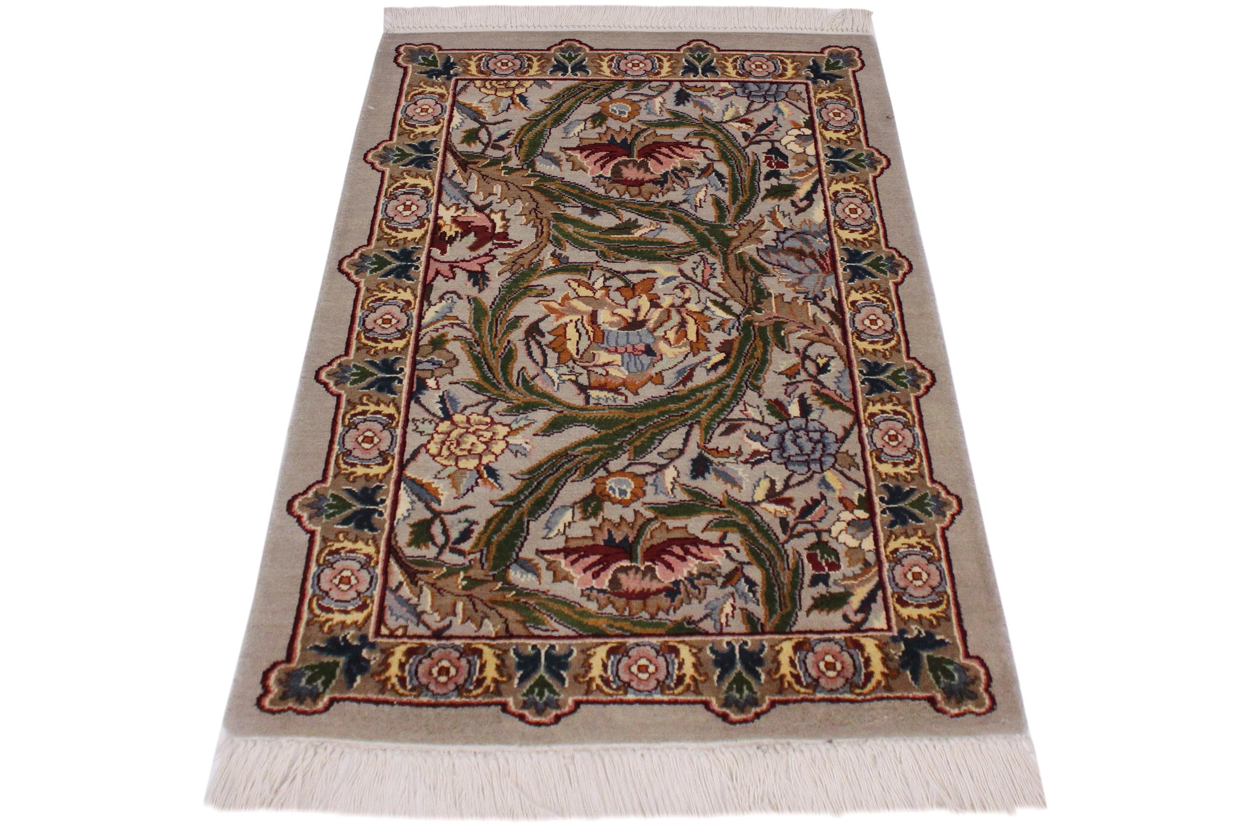handmade Transitional Marry Gold Taupe Green Hand Knotted RECTANGLE 100% WOOL area rug 4x6