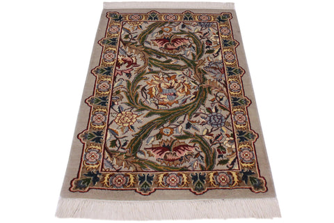 handmade Transitional Marry Gold Taupe Green Hand Knotted RECTANGLE 100% WOOL area rug 4x6