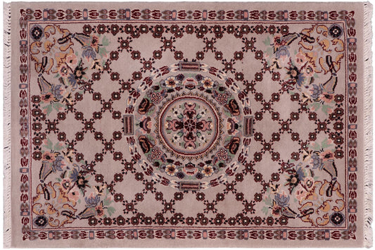 handmade Traditional Golden Gray Gray Hand Knotted RECTANGLE 100% WOOL area rug 2x3