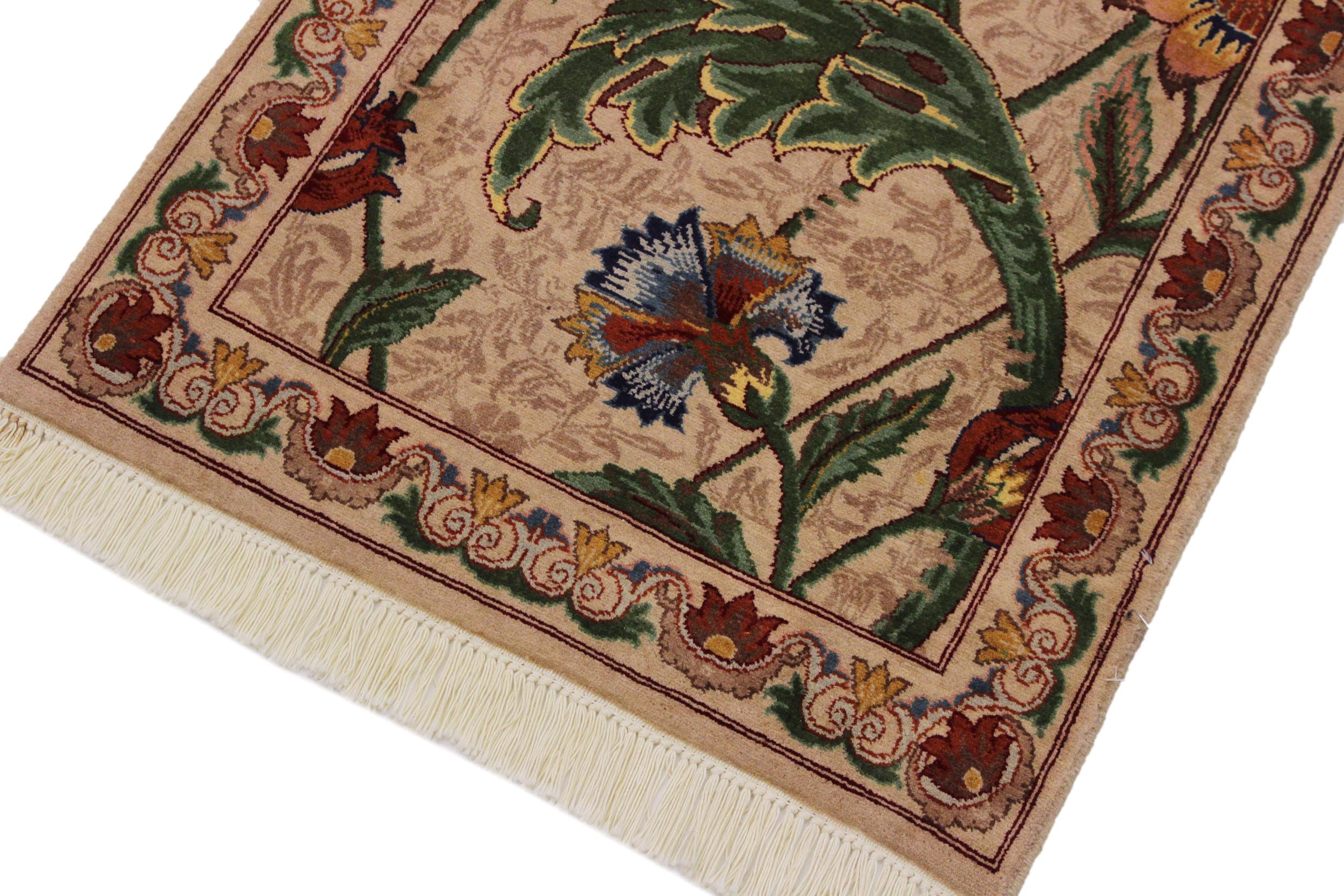 handmade Transitional Azeem Beige Green Hand Knotted RECTANGLE 100% WOOL area rug 2x3