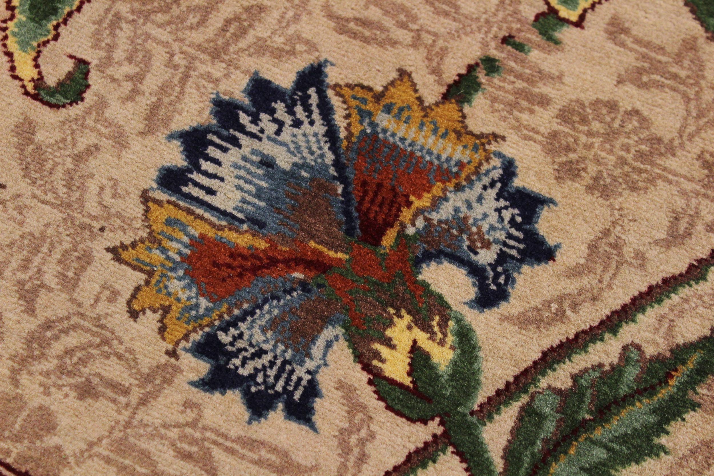 handmade Transitional Azeem Beige Green Hand Knotted RECTANGLE 100% WOOL area rug 2x3