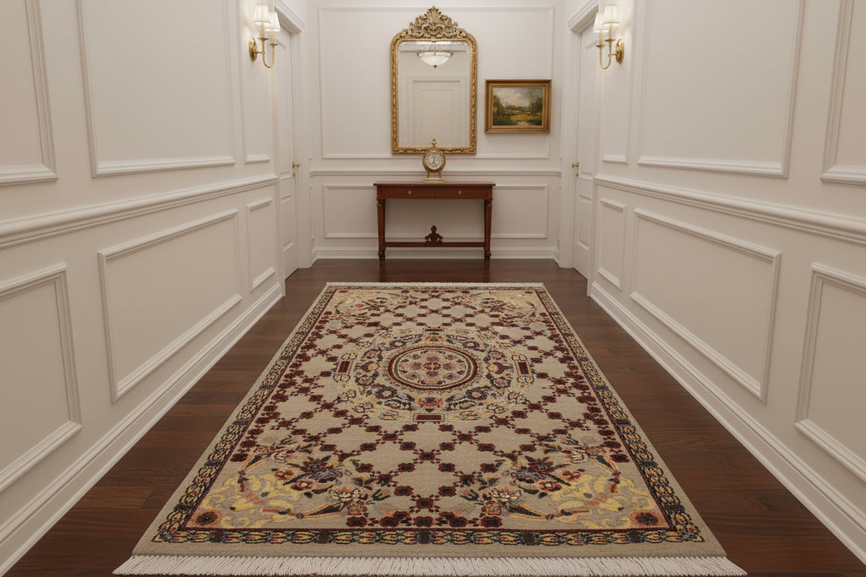 handmade Traditional B/2 Taupe Yellow Hand Knotted RECTANGLE 100% WOOL area rug 2x3