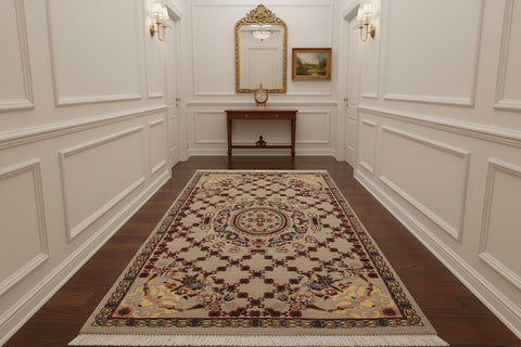 handmade Traditional B/2 Taupe Yellow Hand Knotted RECTANGLE 100% WOOL area rug 2x3