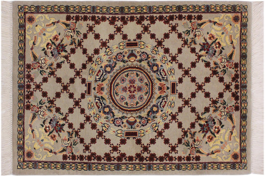 handmade Traditional B/2 Taupe Yellow Hand Knotted RECTANGLE 100% WOOL area rug 2x3