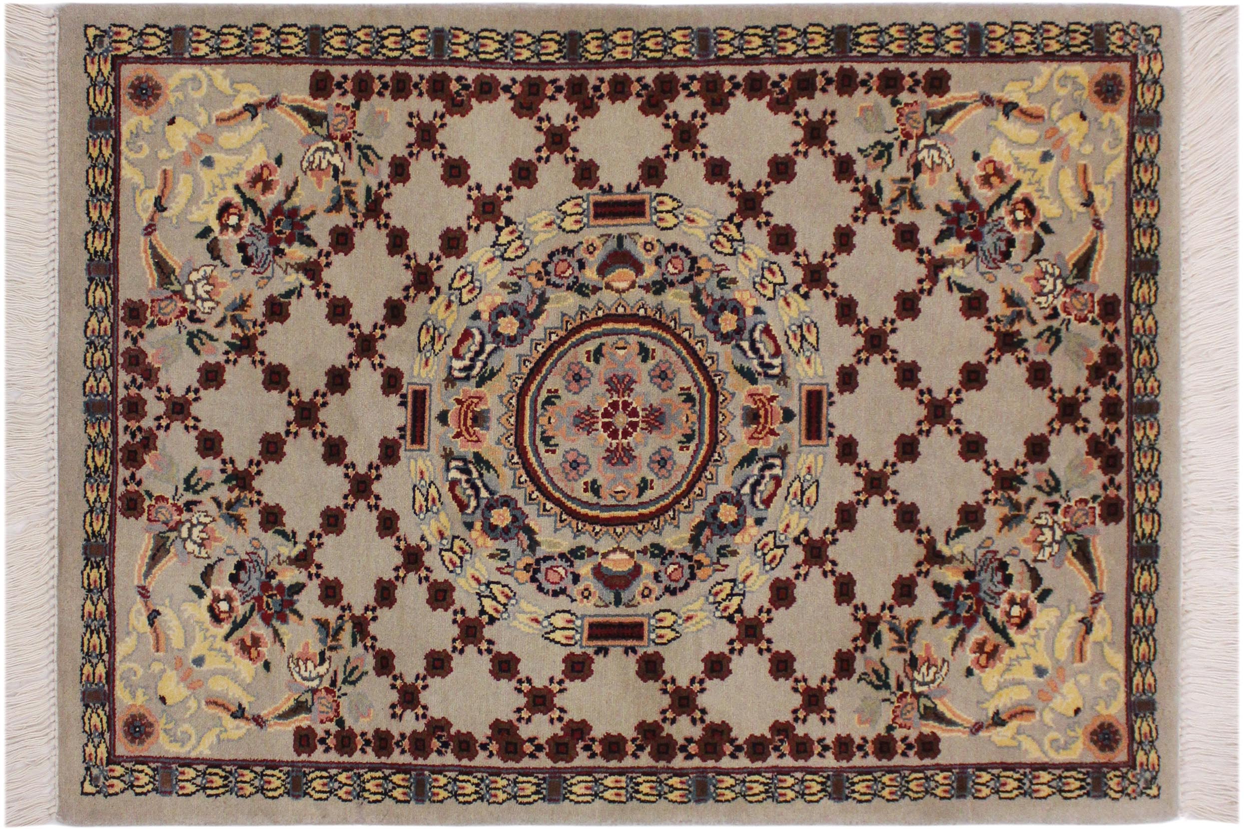 handmade Traditional B/2 Taupe Yellow Hand Knotted RECTANGLE 100% WOOL area rug 2x3