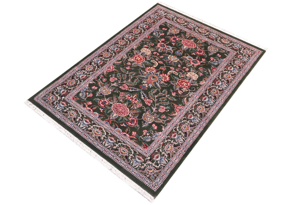 handmade Traditional Gasvin Green Pink Hand Knotted RECTANGLE 100% WOOL area rug 2x4