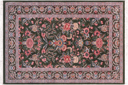 handmade Traditional Gasvin Green Pink Hand Knotted RECTANGLE 100% WOOL area rug 2x4