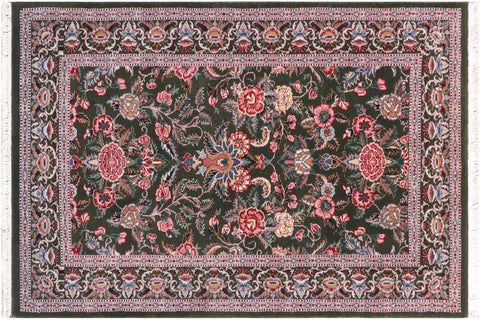 handmade Traditional Gasvin Green Pink Hand Knotted RECTANGLE 100% WOOL area rug 2x4