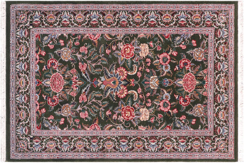 handmade Traditional Gasvin Green Pink Hand Knotted RECTANGLE 100% WOOL area rug 2x4