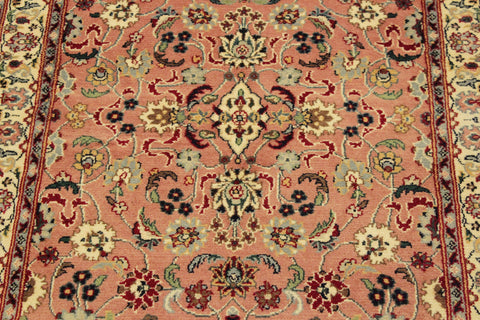 handmade Traditional Abasi Afsha Pink Beige Hand Knotted RECTANGLE 100% WOOL area rug 2x4