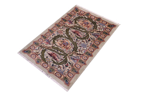 handmade Transitional Marry Gold Lt. Green Lt. Green Hand Knotted RECTANGLE 100% WOOL area rug 2x4
