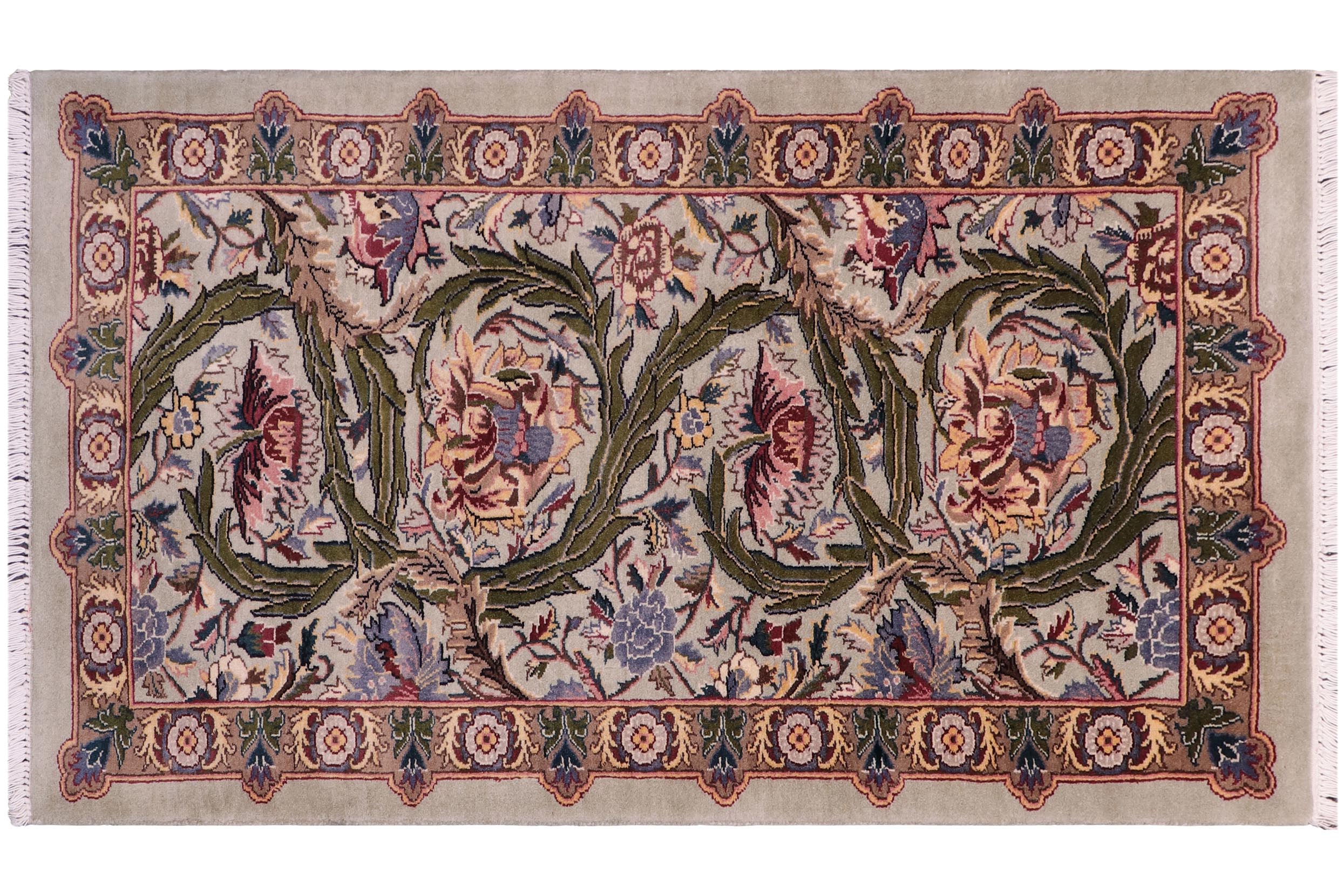 handmade Transitional Marry Gold Lt. Green Lt. Green Hand Knotted RECTANGLE 100% WOOL area rug 2x4