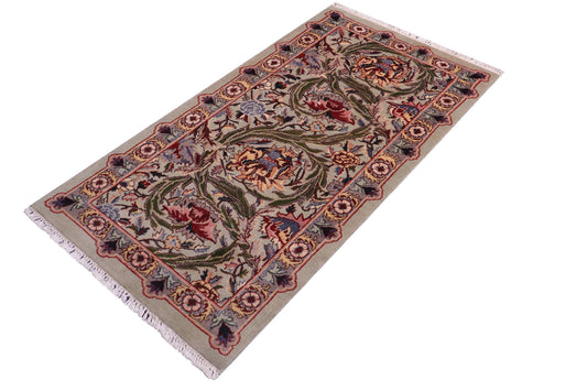 handmade Transitional Marry Gold Lt. Green Lt. Green Hand Knotted RECTANGLE 100% WOOL area rug 2x4