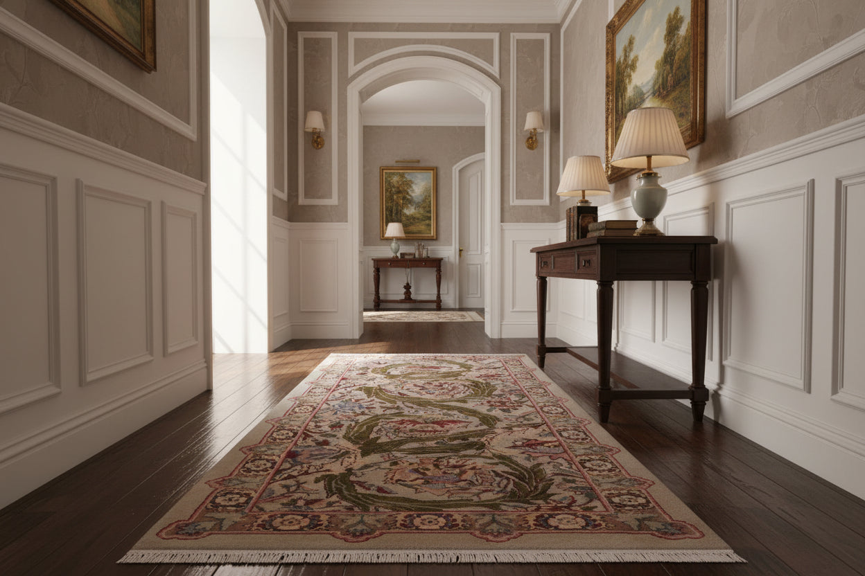 handmade Transitional Marry Gold Lt. Green Lt. Green Hand Knotted RECTANGLE 100% WOOL area rug 2x4