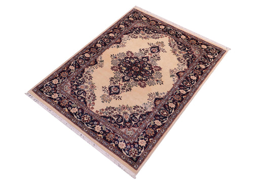 handmade Traditional B/2 Ivory Blue Hand Knotted RECTANGLE 100% WOOL area rug 3x4