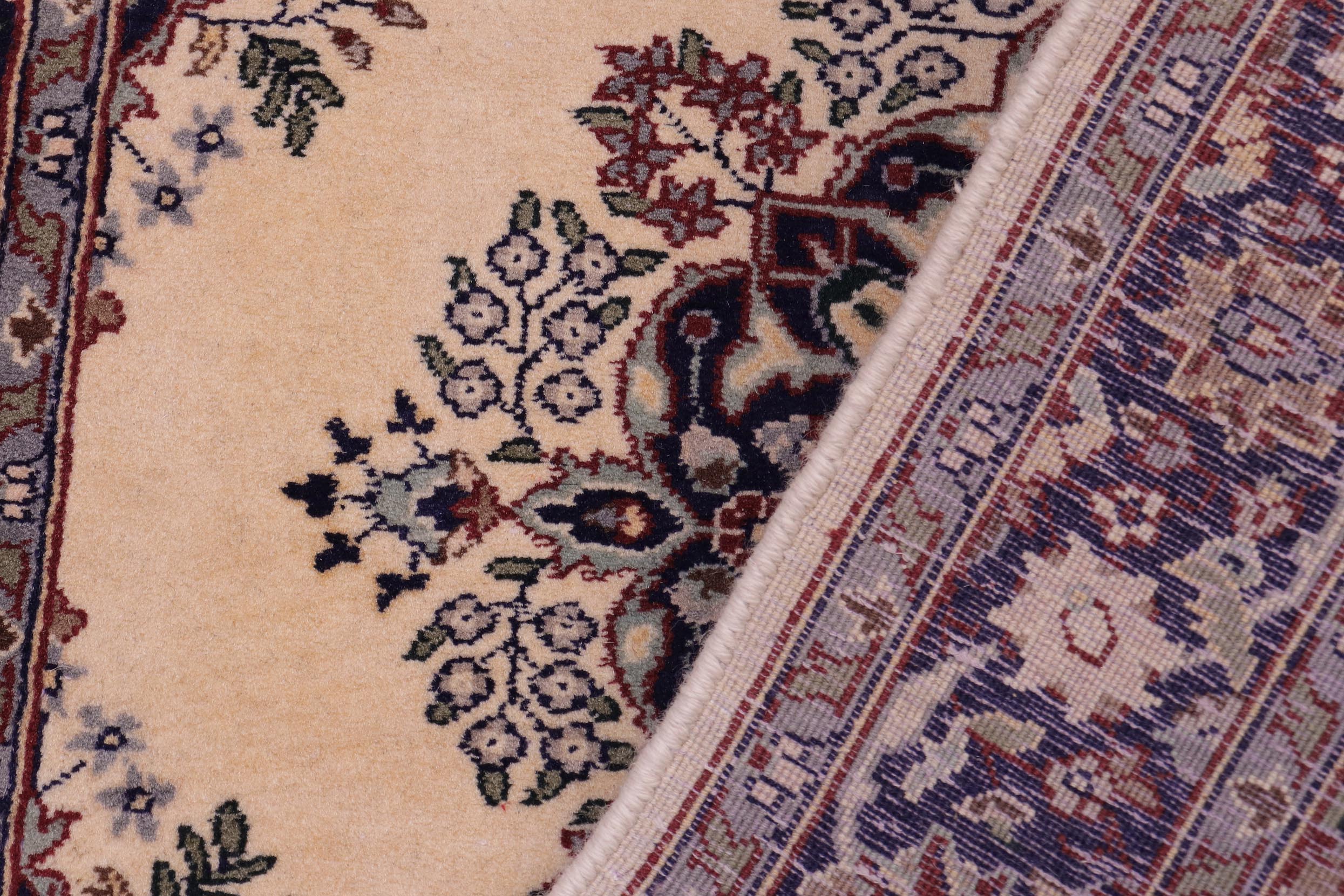 handmade Traditional B/2 Ivory Blue Hand Knotted RECTANGLE 100% WOOL area rug 3x4