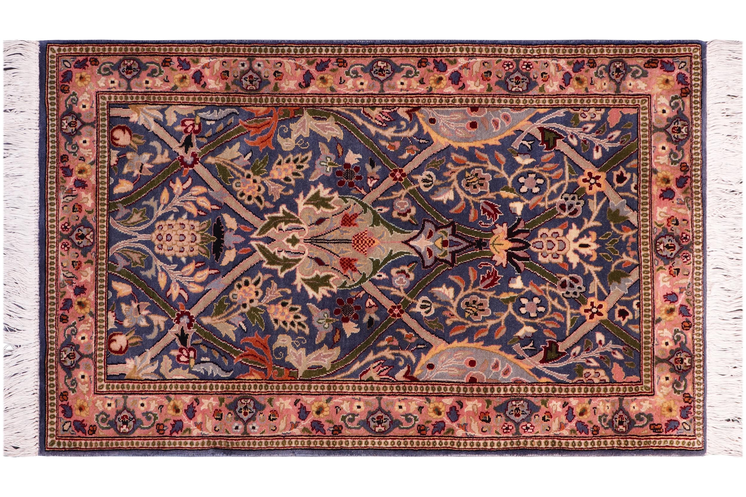 handmade Transitional Mujahid Blue Red Hand Knotted RECTANGLE 100% WOOL area rug 3x4