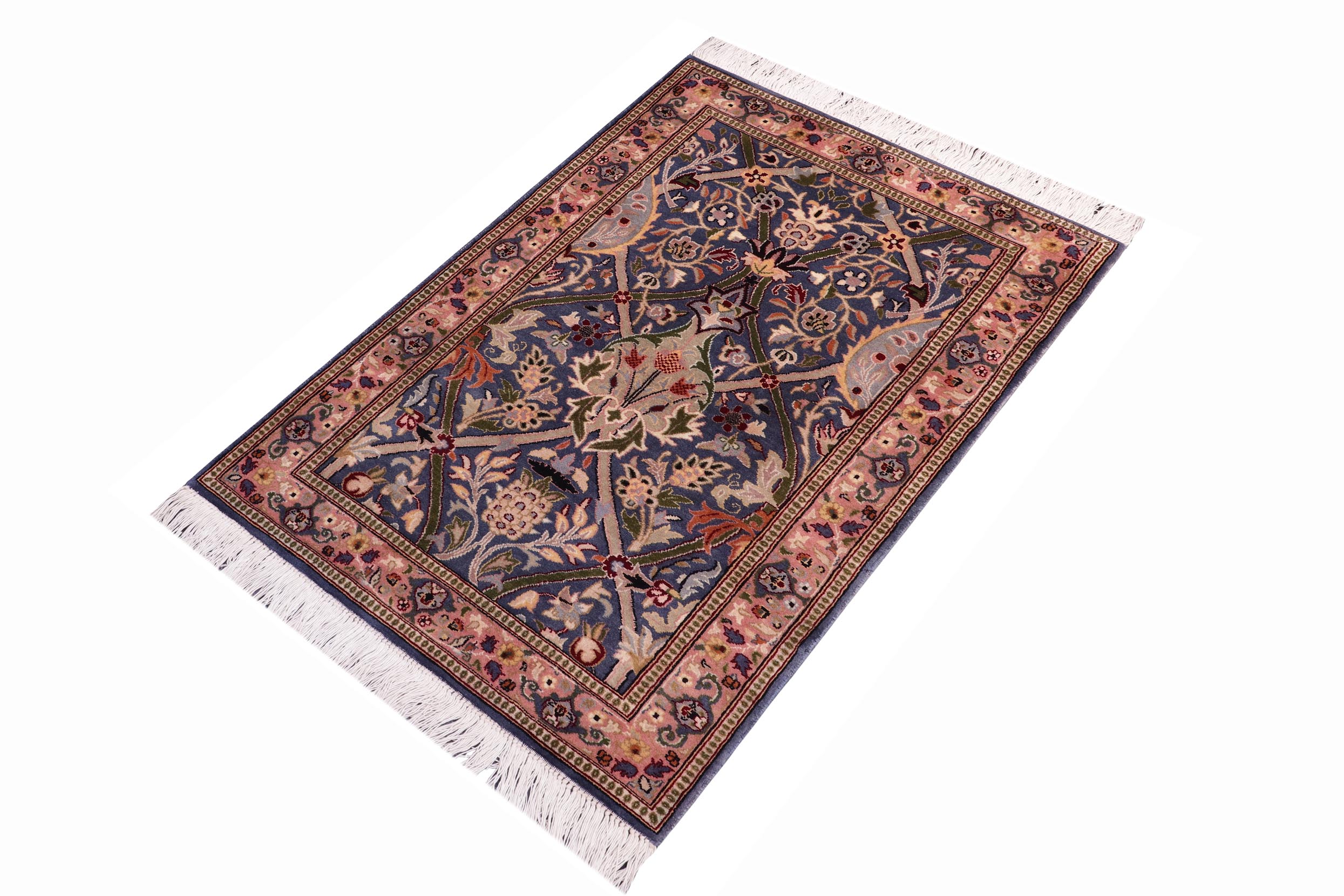 handmade Transitional Mujahid Blue Red Hand Knotted RECTANGLE 100% WOOL area rug 3x4