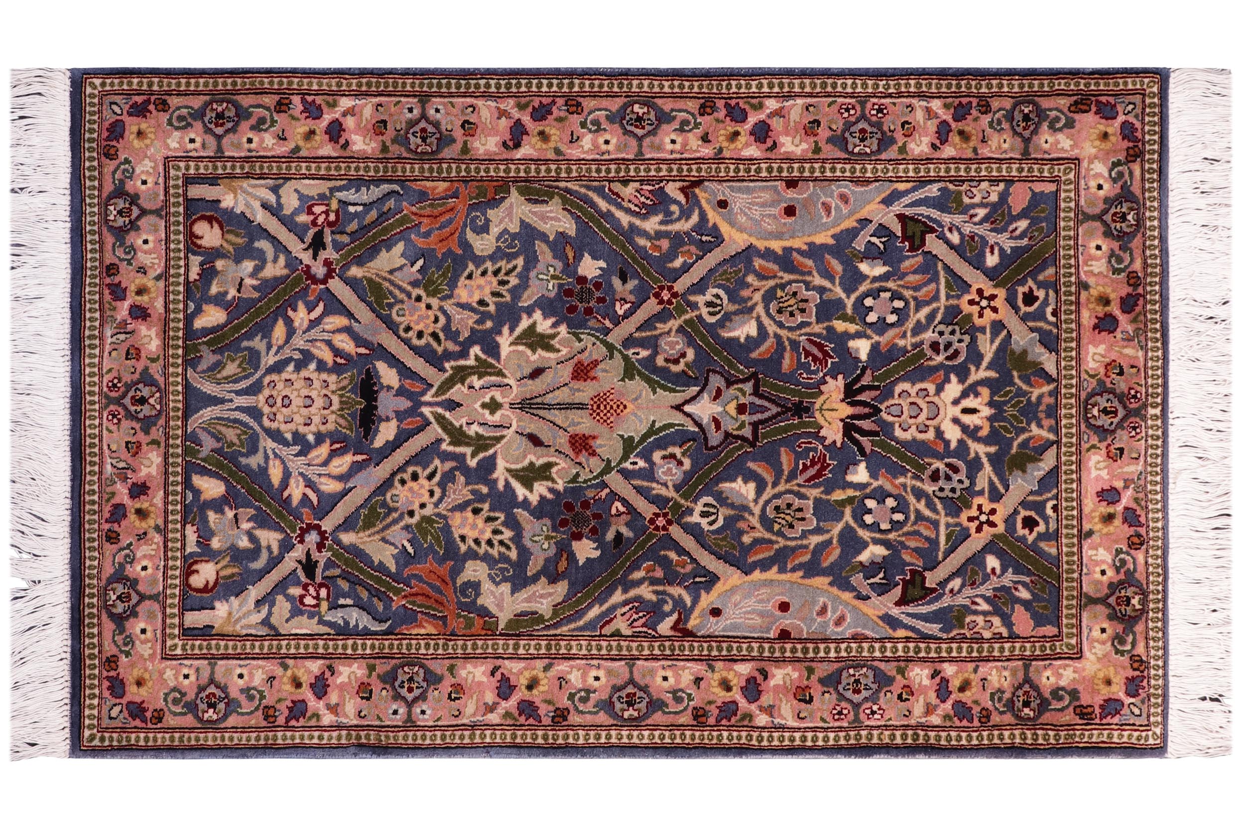 handmade Transitional Mujahid Blue Red Hand Knotted RECTANGLE 100% WOOL area rug 3x4