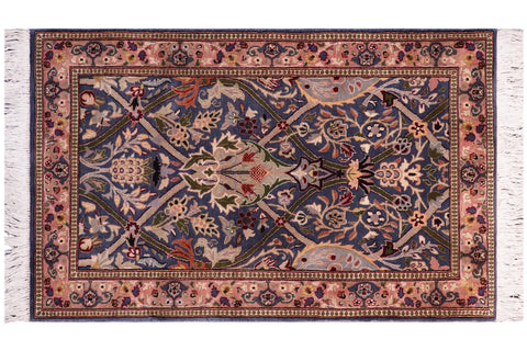 handmade Transitional Mujahid Blue Red Hand Knotted RECTANGLE 100% WOOL area rug 3x4