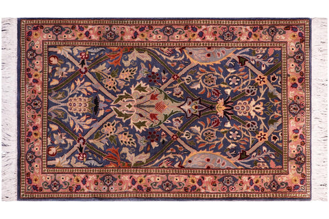 handmade Transitional Mujahid Blue Red Hand Knotted RECTANGLE 100% WOOL area rug 3x4