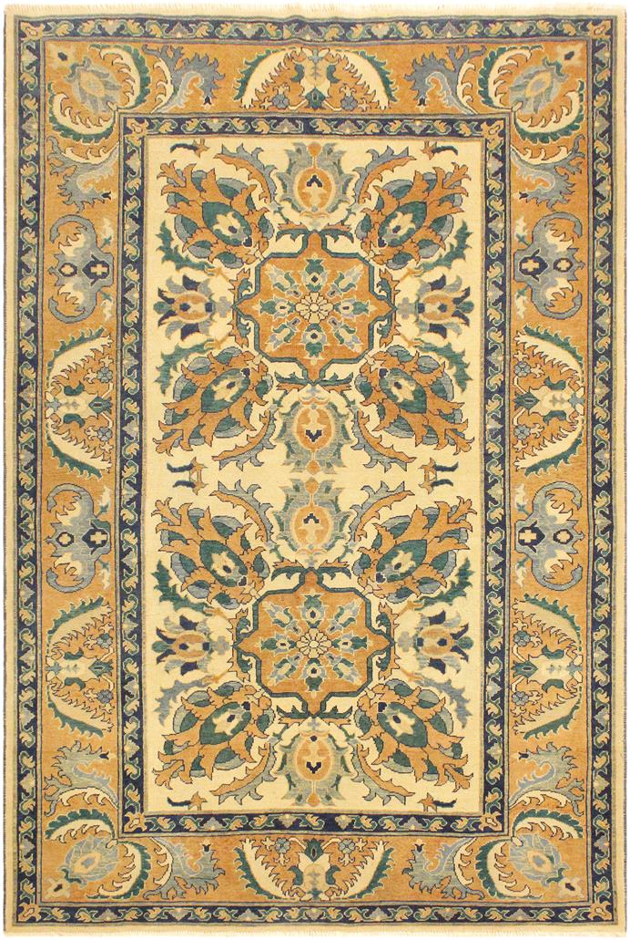 handmade Traditional Kafkaz Tan Orange Hand Knotted RECTANGLE 100% WOOL area rug 5 x 7