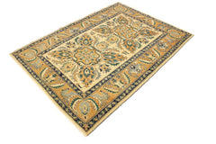 handmade Traditional Kafkaz Tan Orange Hand Knotted RECTANGLE 100% WOOL area rug 5 x 7