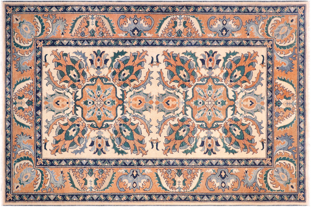 handmade Traditional Kafkaz Tan Orange Hand Knotted RECTANGLE 100% WOOL area rug 5x7