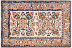 handmade Traditional Kafkaz Tan Orange Hand Knotted RECTANGLE 100% WOOL area rug 5x7