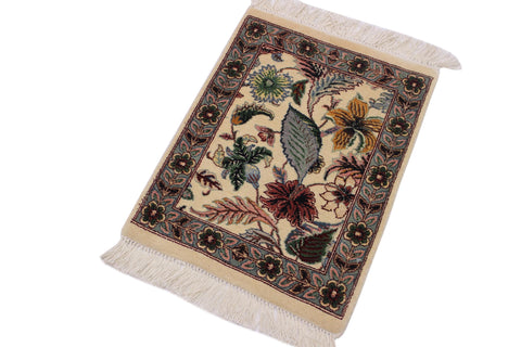 handmade Transitional Abusson Beige Gray Hand Knotted RECTANGLE 100% WOOL area rug 2x2