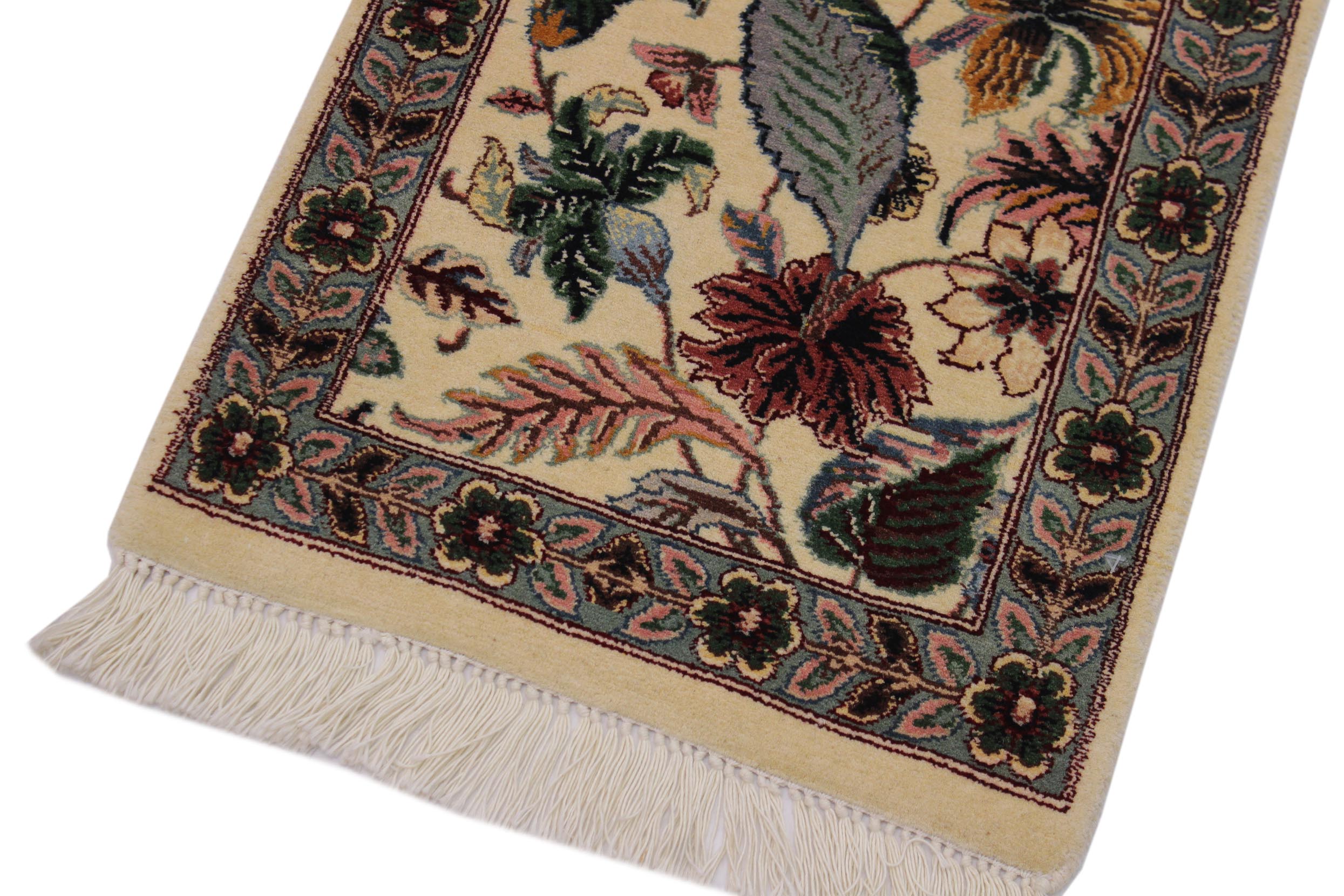 handmade Transitional Abusson Beige Gray Hand Knotted RECTANGLE 100% WOOL area rug 2x2