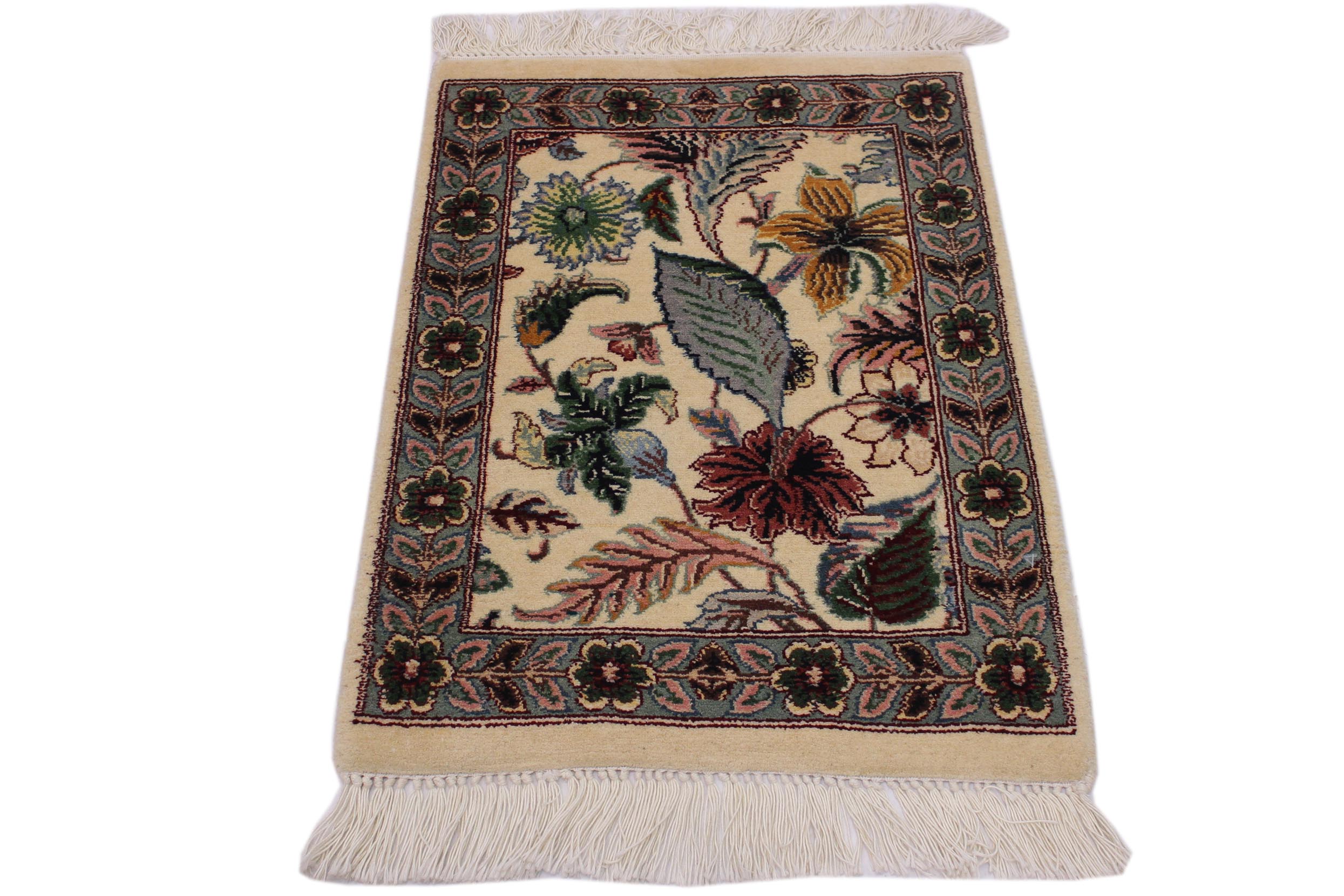 handmade Transitional Abusson Beige Gray Hand Knotted RECTANGLE 100% WOOL area rug 2x2