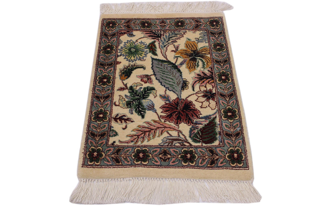 handmade Transitional Abusson Beige Gray Hand Knotted RECTANGLE 100% WOOL area rug 2x2