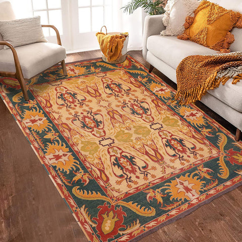 handmade Transitional Antique Beige Green Hand Knotted RECTANGLE 100% WOOL area rug 6' x 7'
